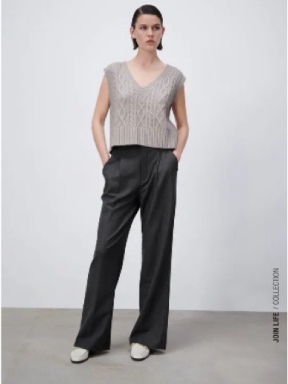 ZARA Charcoal Plaid Trousers